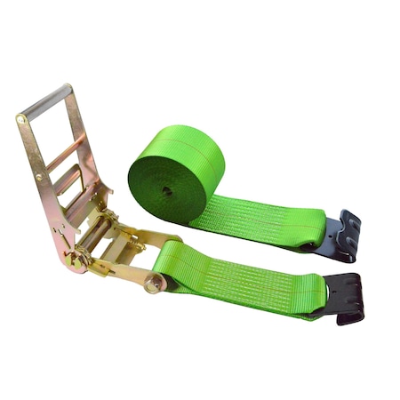 Tie 4 Safe 1 Pack Heavy Duty 4" x 30' Ratchet Tie Down Strap Flat Hook for Farm Trailer Truck Green RT21R-1530-M12N-GR-1